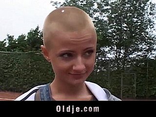 Off colour short haired pupil sucking grandpa Hawkshaw