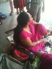 Busty Indian MILF on a Bus station 2 (o) (o)
